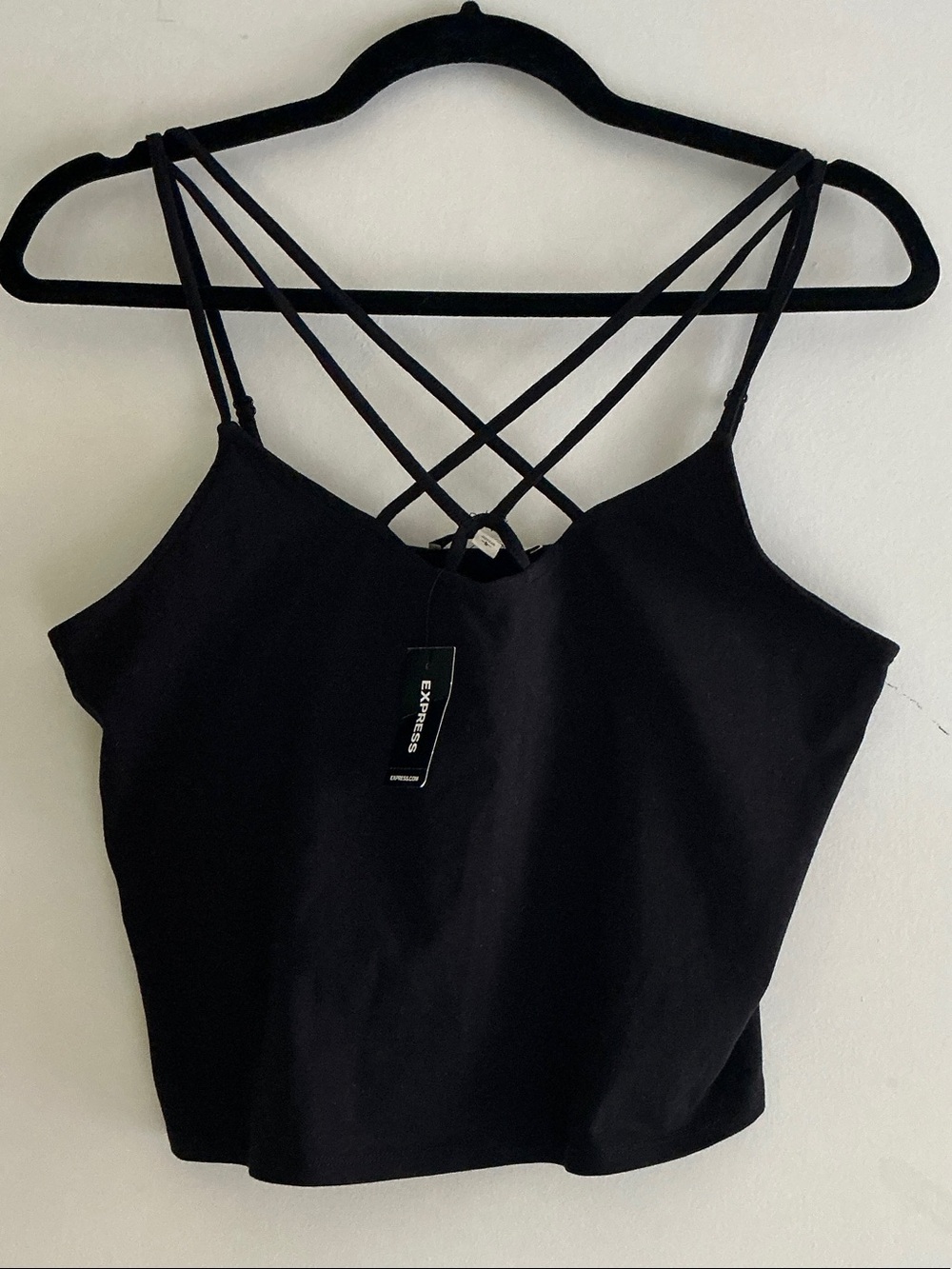 NWT Express Black Crisscross Strappy Crop Camisole